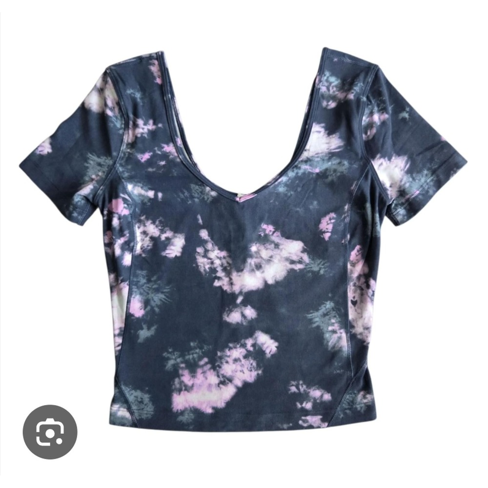 Lululemon Align™ Short Sleeve Crop Top – Tie-Dye Navy & Pink, S
